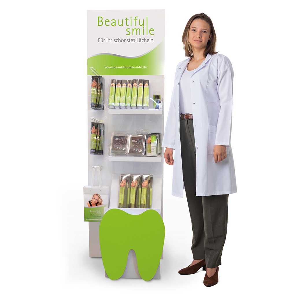 Ein warentragendes Standdisplay aus Kunststoff, hergestellt von RIWA Display in Garching bei München.